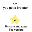 bro.
you get a bro star
it's cute and smol
like you bro