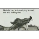 Godzilla had a stroke trying to read
this and fucking died