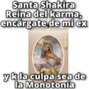 Santa Shakira
Reina del karma,
encárgate de mi ex
GeysiOy
y k la culpa sea de
la Monotonía