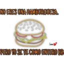 NO ERES UNA HAMBURGUESA.
Ivana
PERO YO SI TE COMO ENTERO BB